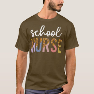 School Nurse Leopard Print Retro Gift T-Shirt
