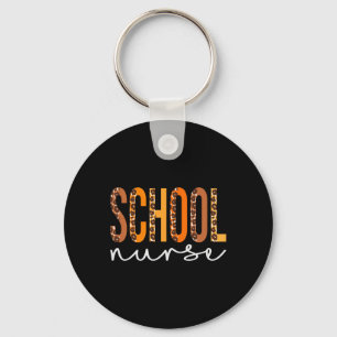 School Nurse leopard Squad Cute Fall Autumn Thanks Keychain