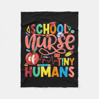 School Nurse Of Tiny Humans Nurse Back To School Fleece Blanket