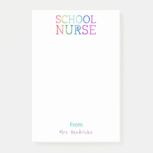School Nurse Personalized Fun Colourful Typography Post-it Notes