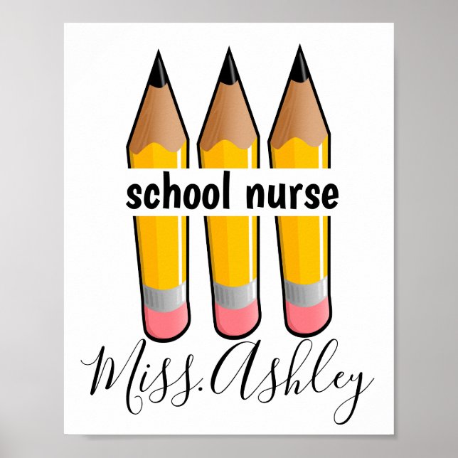 School Nurse Personalized with Pencils Poster (Front)