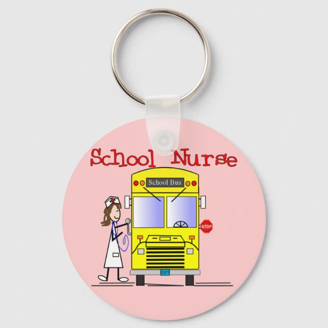 School Nurse Stick People Design Keychain (Front)