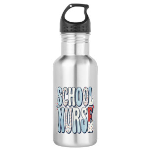 School Nurse Vintage Floral Typography Shirt Desig 532 Ml Water Bottle