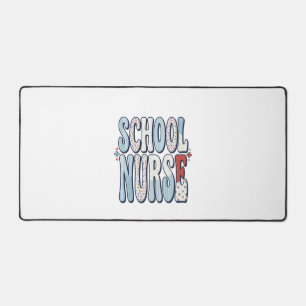School Nurse Vintage Floral Typography Shirt Desig Desk Mat