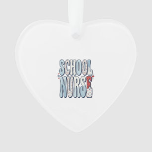 School Nurse Vintage Floral Typography Shirt Desig Ornament