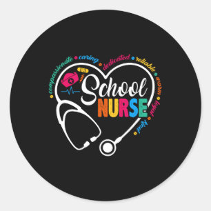 School Nurse Vintage Love Heart Nurse Life 1 Classic Round Sticker