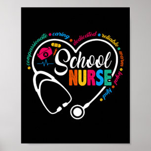 School Nurse Vintage Love Heart Nurse Life  Poster
