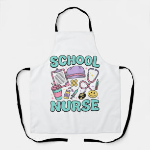 School Nurse Vintage Medical Collage Shirt Design_ Apron