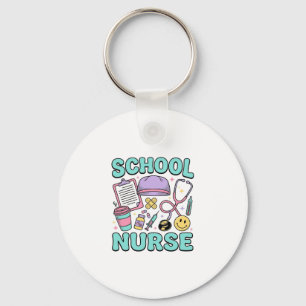 School Nurse Vintage Medical Collage Shirt Design_ Keychain