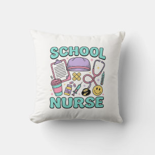 School Nurse Vintage Medical Collage Shirt Design_ Throw Pillow