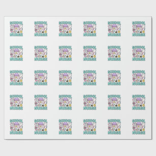 School Nurse Vintage Medical Collage Shirt Design_ Wrapping Paper