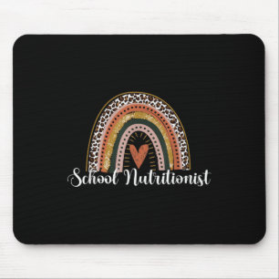 School Nutritionist Leopard Rainbow Back To School Mouse Pad