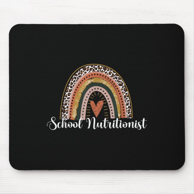 School Nutritionist Leopard Rainbow Back To School Mouse Pad (Front)