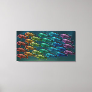 School of black sea bass in the colours of the canvas print