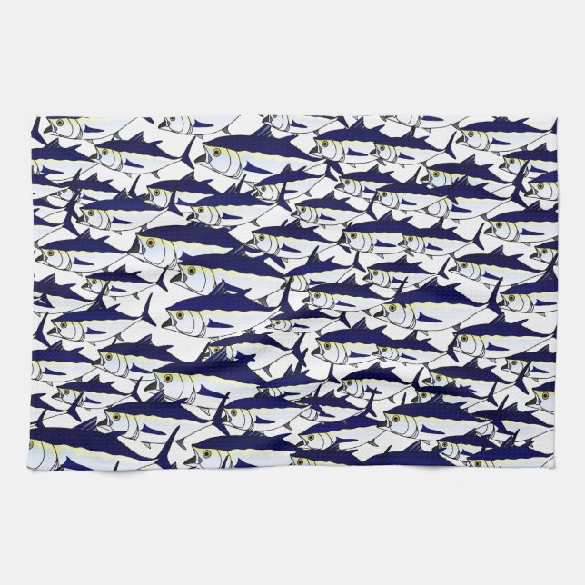 School of Bluefin Tuna Kitchen Towel (Horizontal)