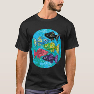 School of Colourful Mollie Fish T-Shirt