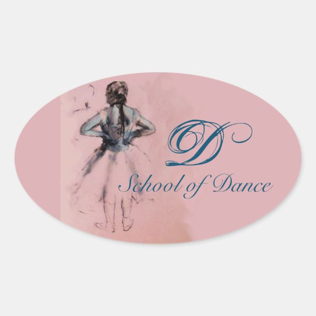 SCHOOL OF DANCE /BALLERINA  BALLET DANCER MONOGRAM OVAL STICKER (Front)