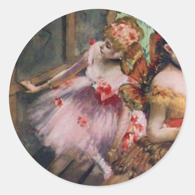 SCHOOL OF DANCE /BALLERINA  BALLET DANCERS IN PINK CLASSIC ROUND STICKER (Front)