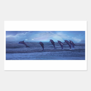 School of dolphins by moonlight sticker
