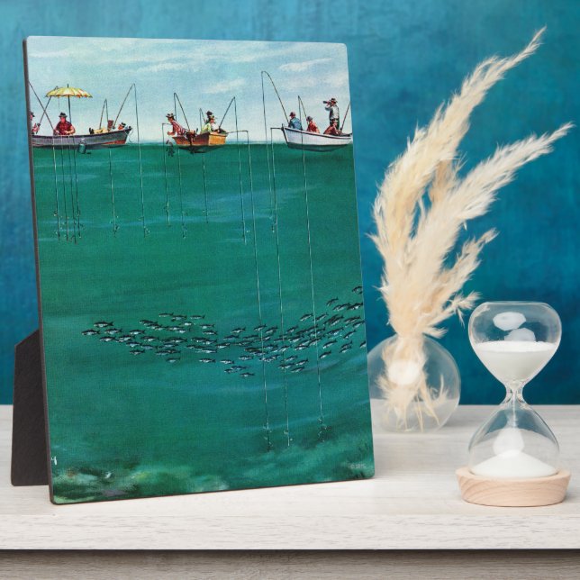 School of Fish Among Lines by Thornton Utz Plaque (Side)