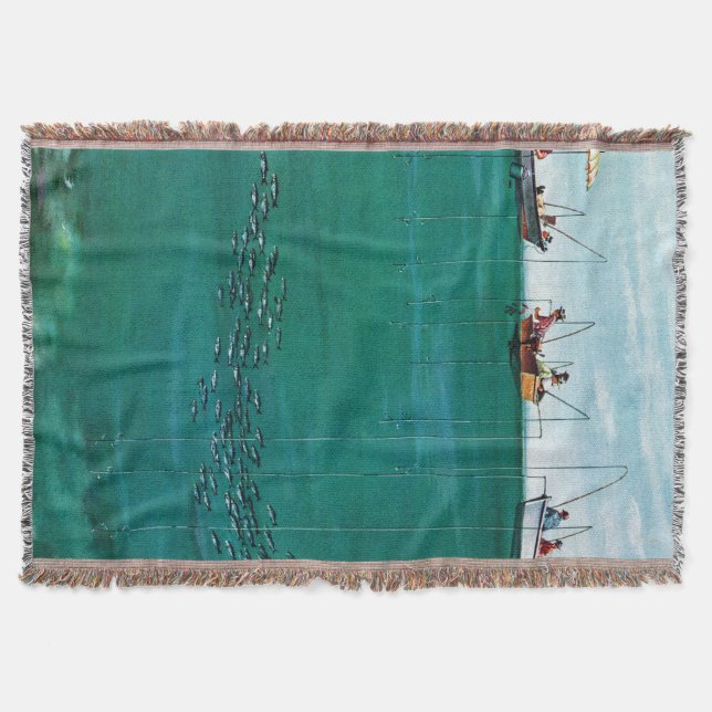 School of Fish Among Lines by Thornton Utz Throw Blanket (Front)