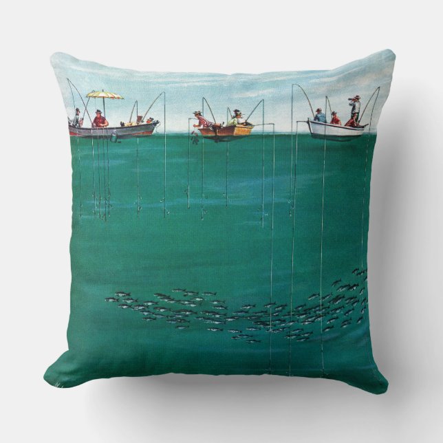 School of Fish Among Lines by Thornton Utz Throw Pillow (Front)