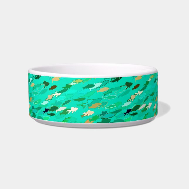 School of Fish, Aqua, Green and Gold Bowl (Left)