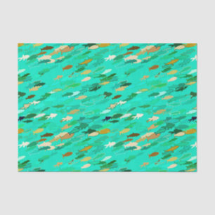 School of Fish, Aqua, Green and Gold Tissue Paper