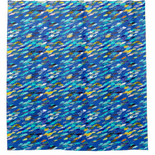 School of Fish, Dark Blue, White and Turquoise