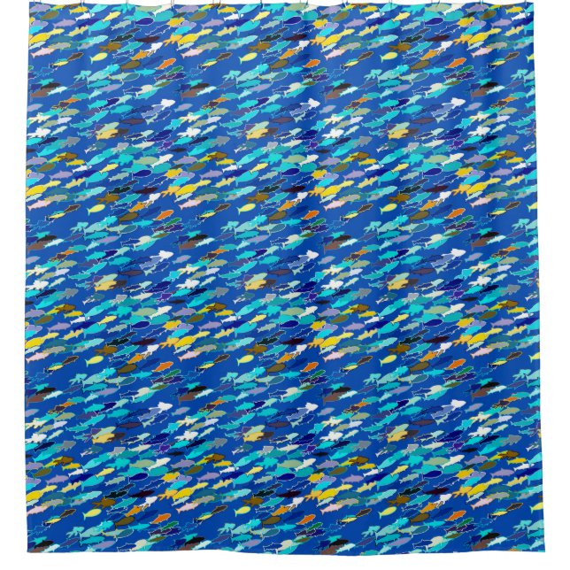 School of Fish, Dark Blue, White and Turquoise (Front)