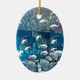 School of Fish in Ocean Rocks Ceramic Ornament