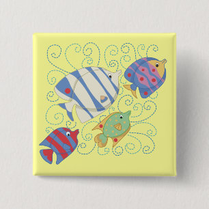 School of Fish T-shirts and Gifts 2 Inch Square Button