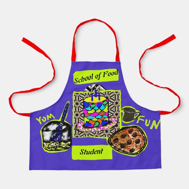 School of Food Colourful Fun Kids Cooking Chef Apron (Front)