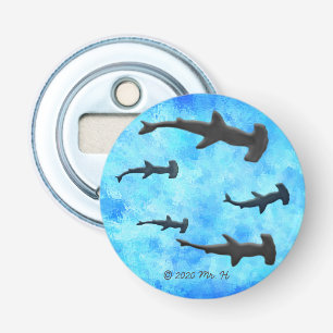School of Hammerhead Sharks in Silhouette Bottle Opener