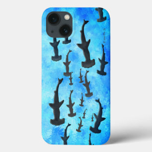 School of Hammerhead Sharks in Silhouette iPhone 13 Case