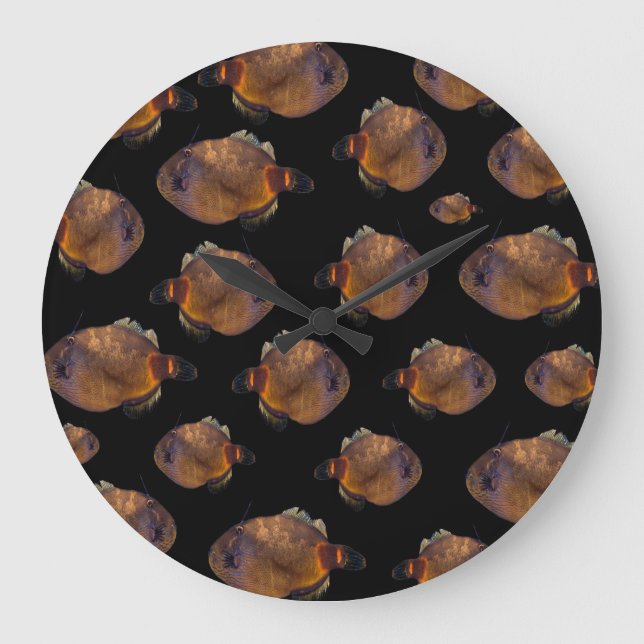School Of Leatherjacket Fish, Large Clock (Front)