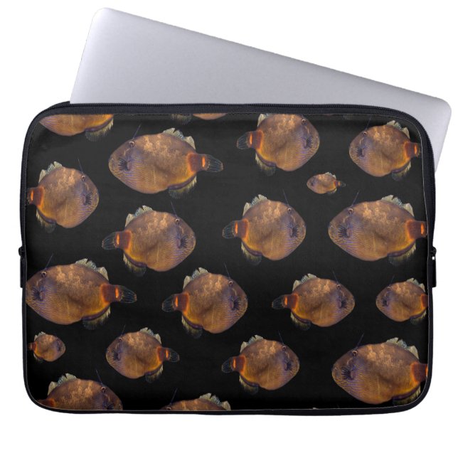 School Of Leatherjacket Fish Pattern, Laptop Sleeve (Front)