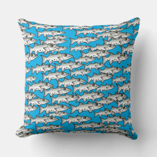 School of Scubadorable Great Barracuda Throw Pillow