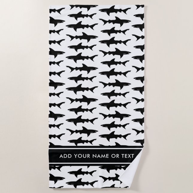 School of Sharks Add Your Own Text Beach Towel (Front)