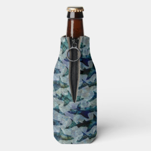 School of Sharks in Watery Blue Bottle Cooler