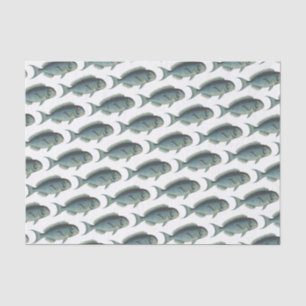 School of Teal-Coloured Vintage Fish Repeat Patter Tissue Paper