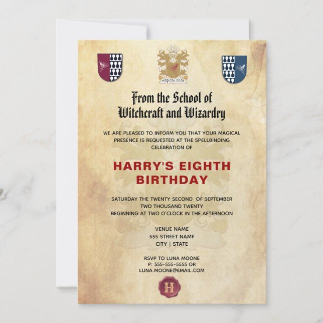 School of Witches and Wizards Birthday Party Invitation (Front)