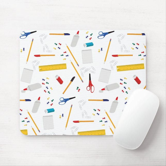 School Office & Crafts Supplies Pattern Mouse Pad (With Mouse)
