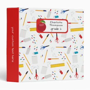 School Office & Crafts Supplies Pattern Student Binder