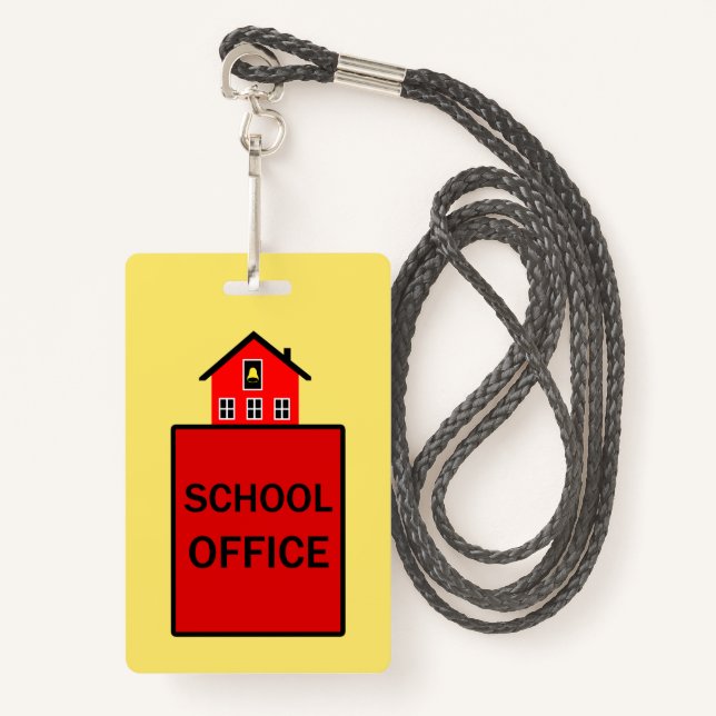 School Office Hall Pass Badge (Front with Lanyard)