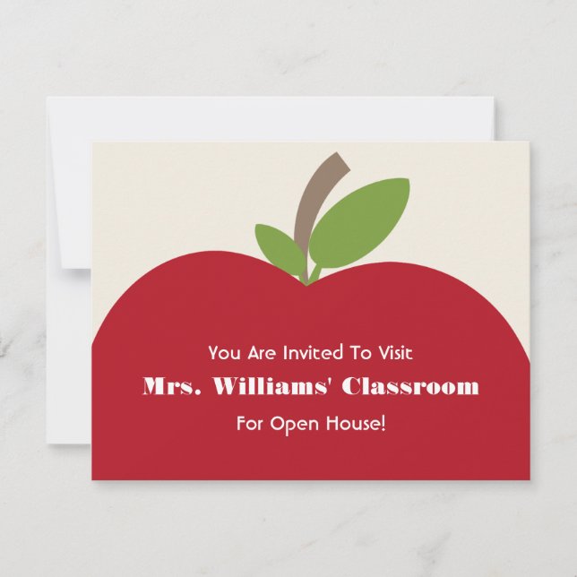 School Open House Invitation - Red Apple (Front)