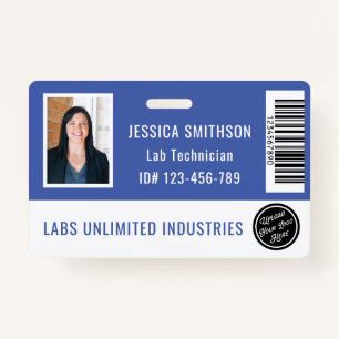 School or Business Photo ID Periwinkle Blue Badge