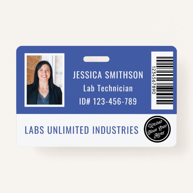 School or Business Photo ID Periwinkle Blue Badge (Front)