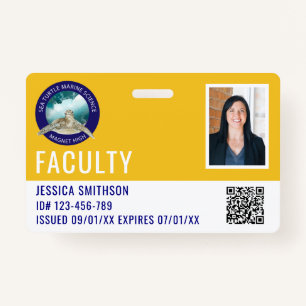 School or Business Photo ID Sunny Yellow Badge