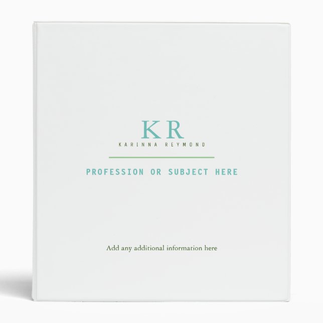 School or Office white clear clean minimalist Binder (Front)